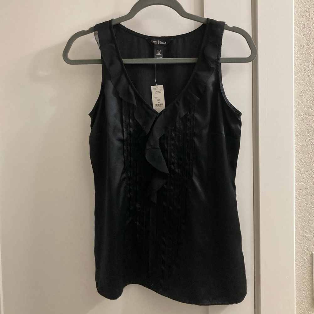 Black silk sleeveless top, NEW